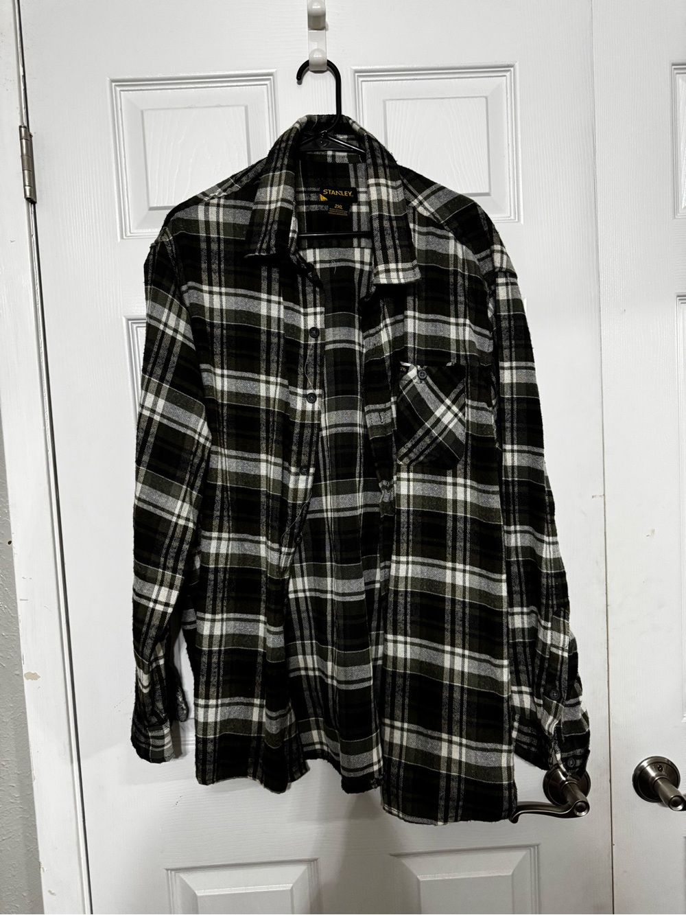Stanley Black Gray and Olive Plaid Work Shirt